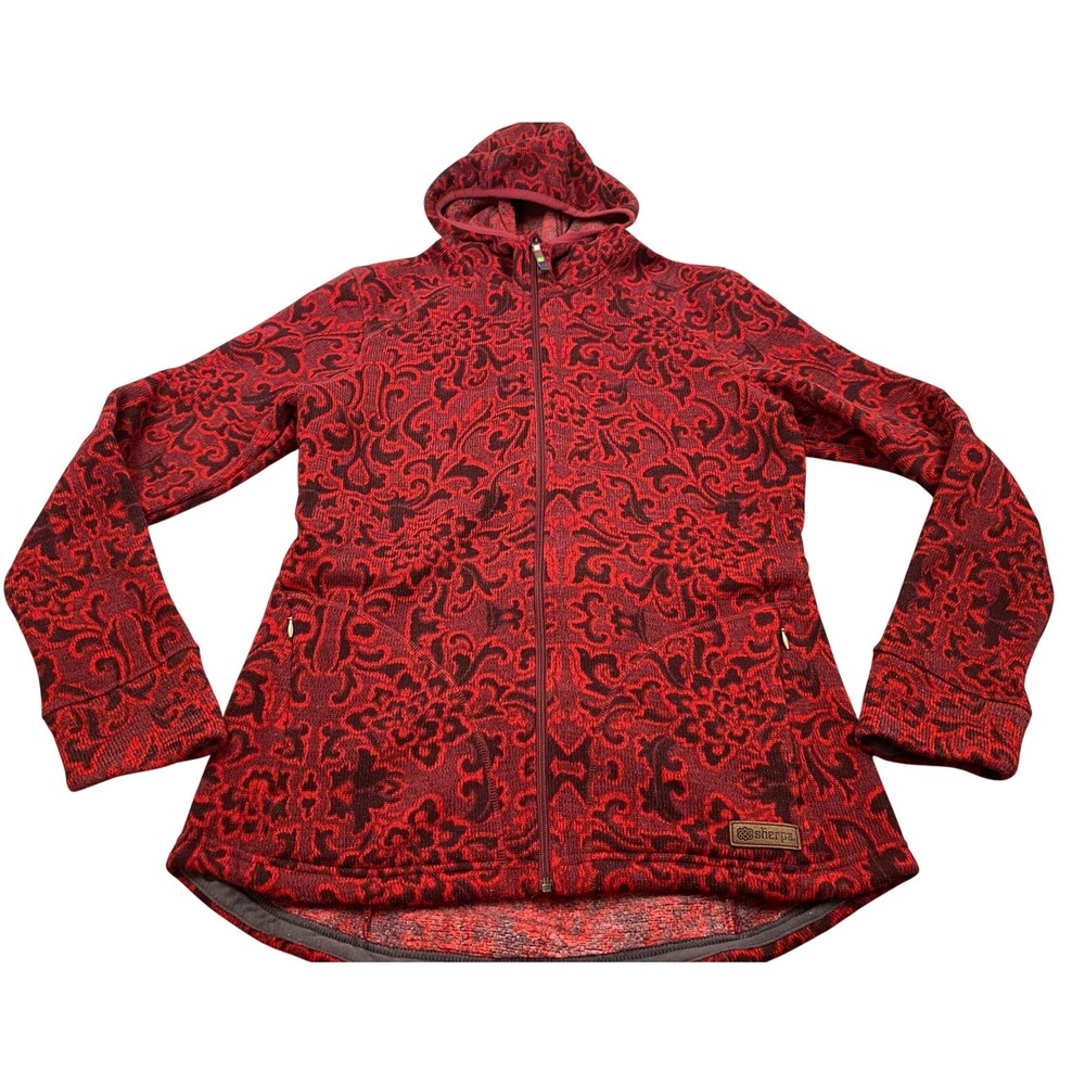 Sherpa‎ Adventure Gear Womens Large Red Mandala Patterned Full Zip Hoodie Fleece